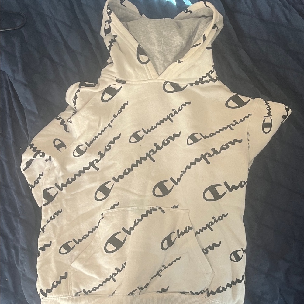 Champion Tan Hoodie with Logo Pattern